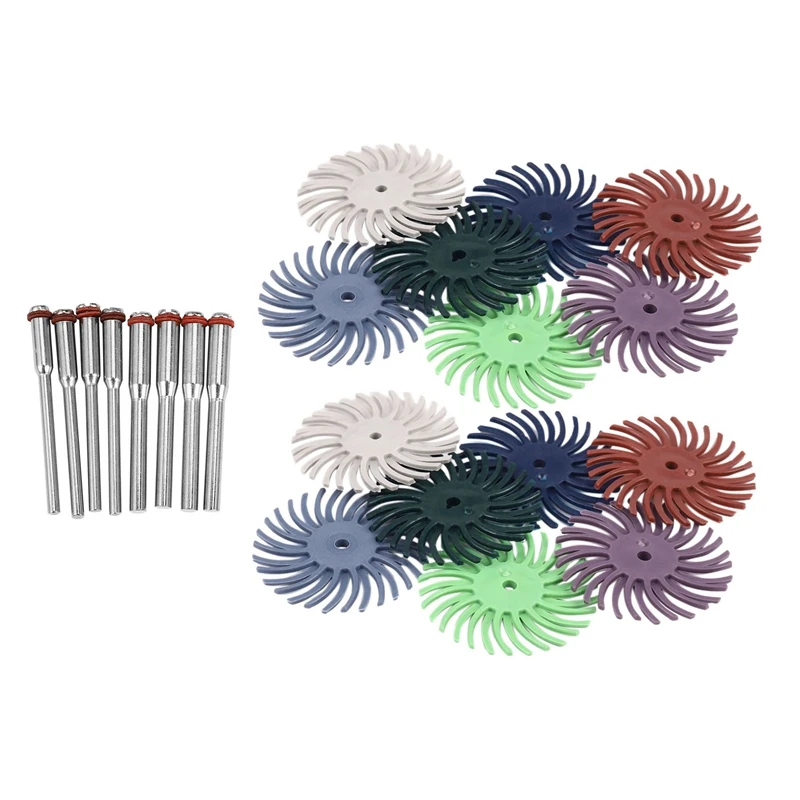64Pcs 1 Inch Radial Bristle Disc Kit Abrasive Brush 3 and 2.35Mm Shank Detail Polishing Wheel for Rotary Tool Accessories