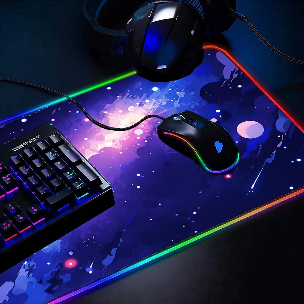 Фото Светодиодный коврик Universe с подсветкой Starfield Galaxy Mause Ped Rgb Milky Way Gamer Room Decoration Space Mousepas Giant Gaming Mat №3