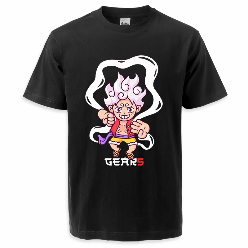 

One Piece Summer Tshirts Nika Luffy Gear 5 Mens Mangas Anime Tee Shirt Adult High Quality Casual Clothes Crewneck Streetwear