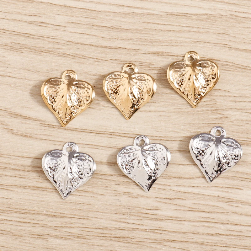 

100pcs11x12mm Gold Silver Color Metal Iron Sheet Love Heart Charms Pendants for Jewelry Making Cute Earrings Necklaces DIY Gifts