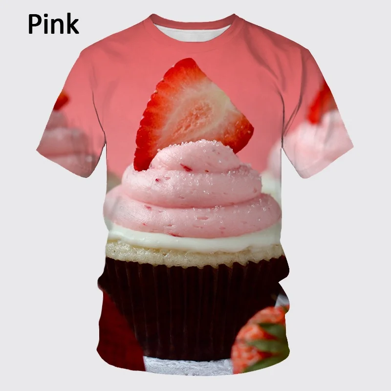 

Мужская и Женская 3d футболка 2022, забавная футболка с 3D принтом торта, десерта, Мужская модная повседневная футболка