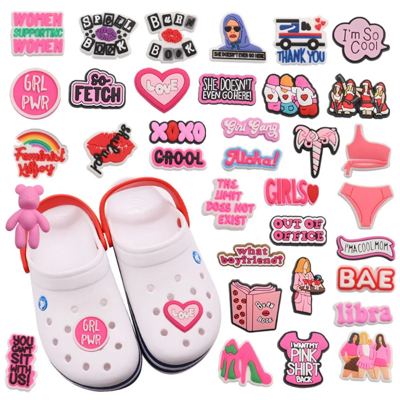 100PCS PVC I'm So Cool Girl Gang Shoe Charms Aloha Kids Croc Jibz Buckle Button Accessories Fit Woman Backpack Party Gift