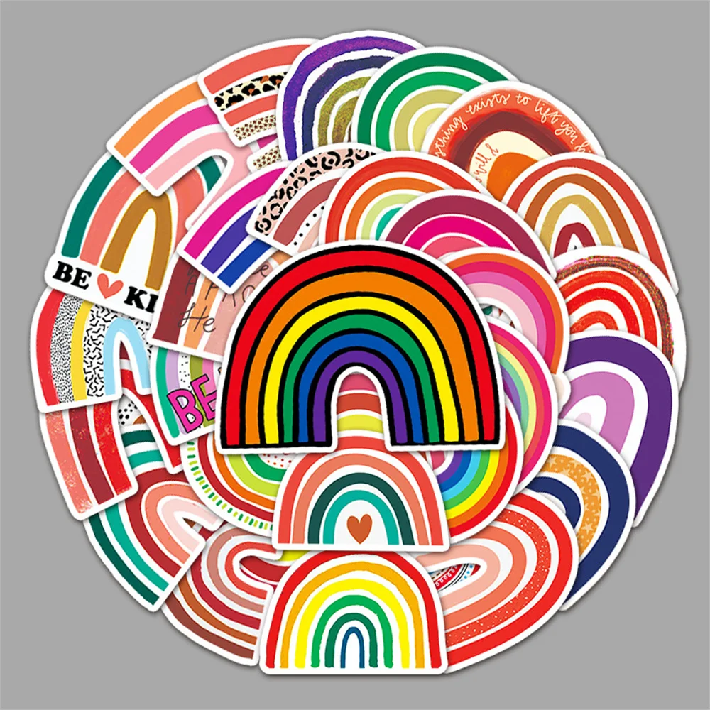 

10/30/50pcs Ins Wind Cartoon Colorful Rainbow Bridge Personality Diy Graffiti Sticker Water CupSuitcase Car Waterproof Wholesale