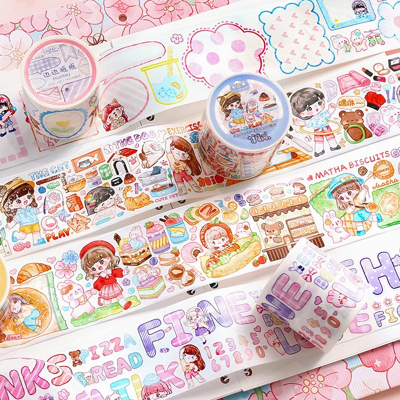 

MOHAMM 1 Roll Glimmer Girl's Daily Life Tape for Special Oil Process Crafts Material Scene Collage Diary Journal Planners