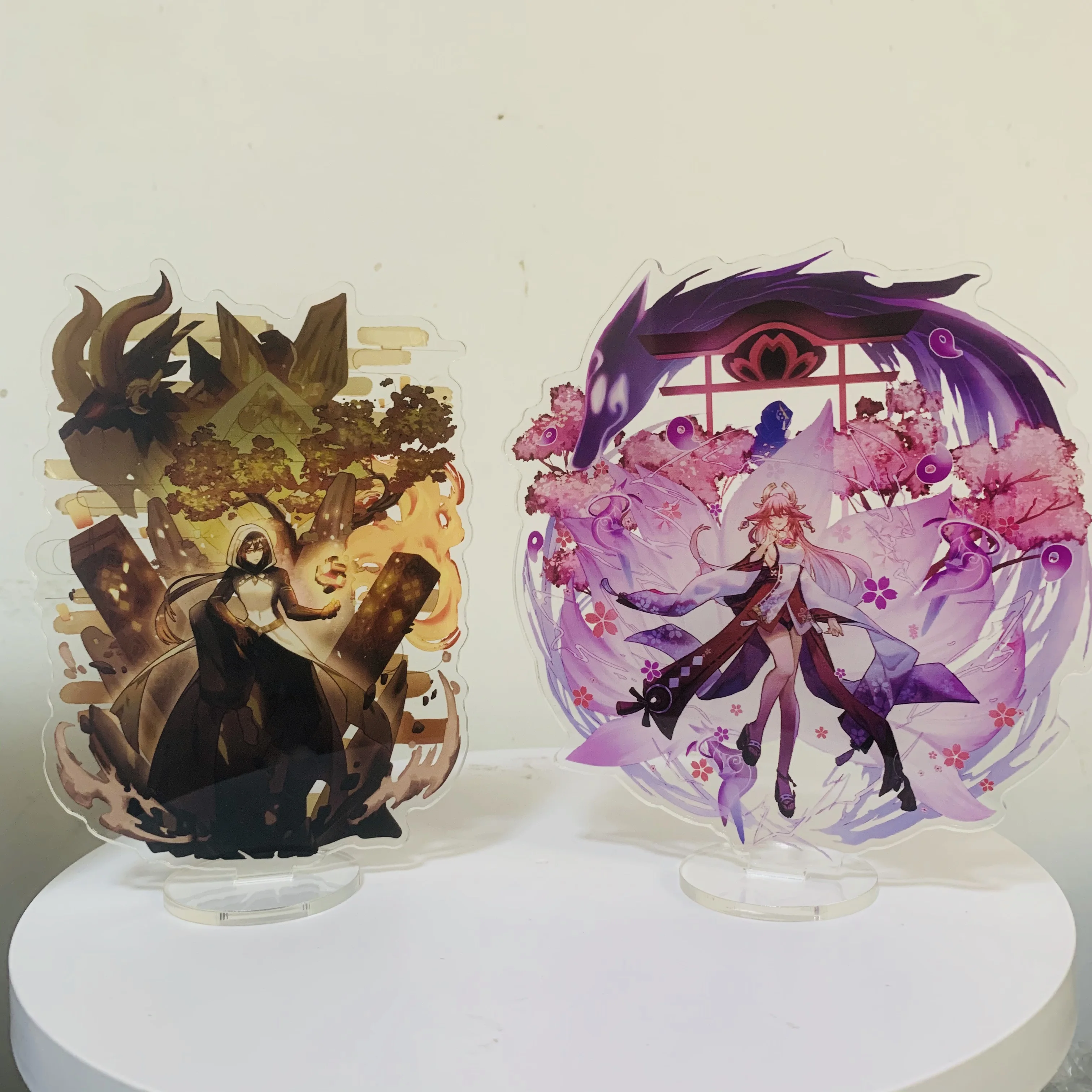

Genshin Impact Anime Figure Cosplay Zhongli Hutao Shenhe Ganyu Keqing Acrylic Stand Model Plate Desk Decor Standing Sign Toys