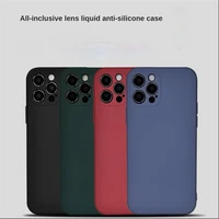 luxury original square liquid silicone phone case for iphone 12 11 pro max mini xs x xr 7 8 plus se 2 thin soft cover candy case