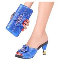 nigeria for christmas ladies high heels african decorative flowers high heel slippers and bags set