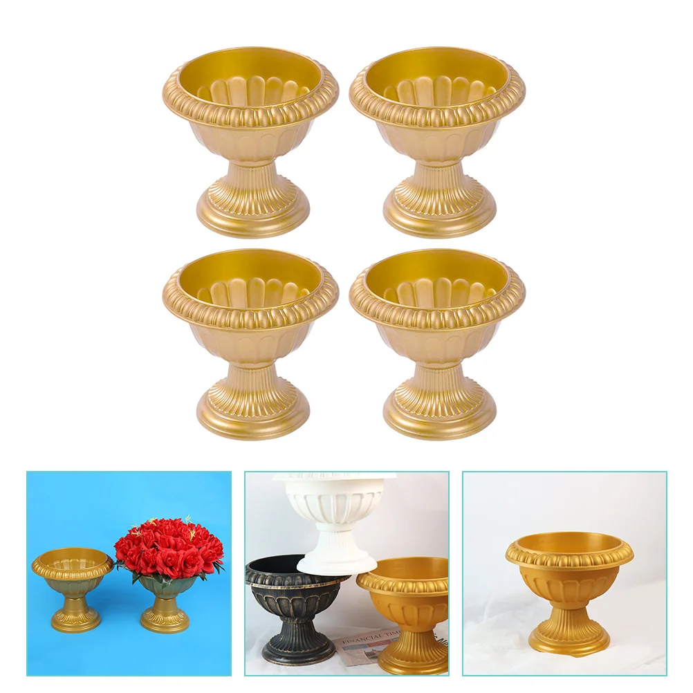 

4 Pcs Tabletop Urn Vase Wedding Decor Urn Vases Centerpieces Home Décor European Roman Basin Bracket Wedding Flower Trumpet Vase