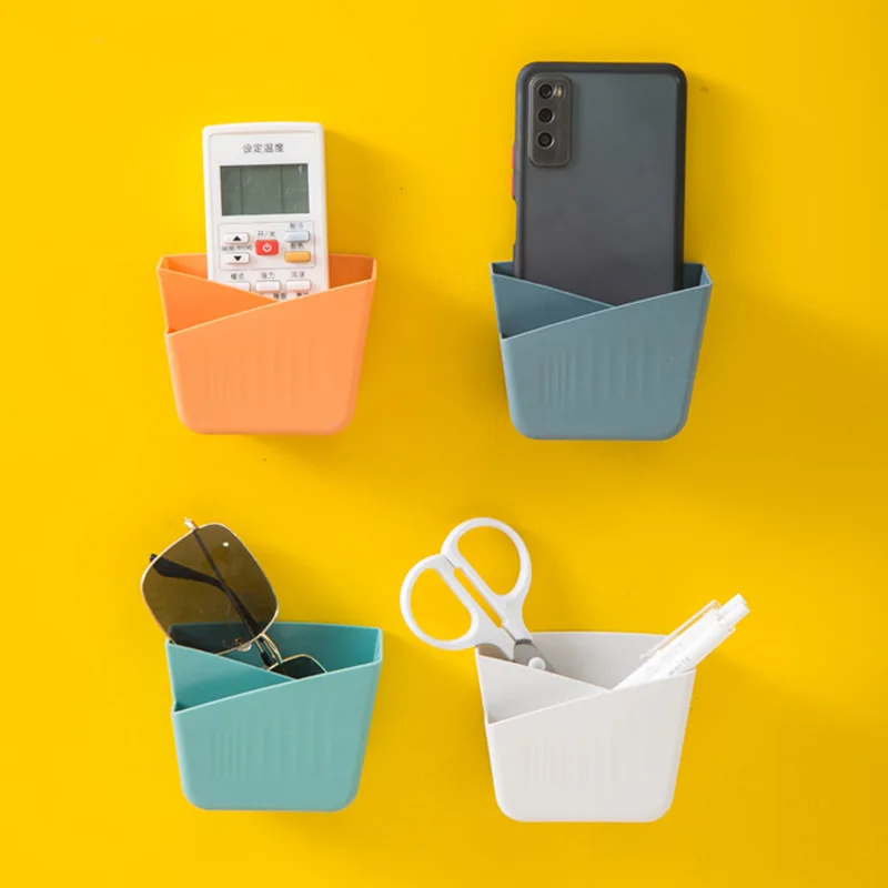 

Creative Wall-mounted Punch-free Storage Box Air Conditioning Tv Remote Control Storages Rack Mobile Phone Charging Storage Rack
