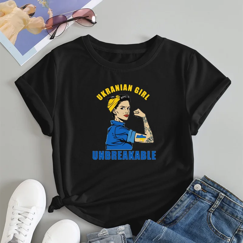 Украинская Одежда для девочек футболка с украинским флагом женская модная