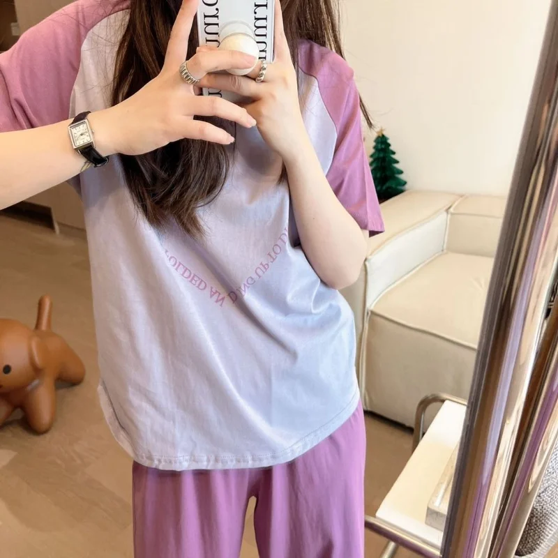 

Корейские женские пижамы, летняя Домашняя одежда, пижамный комплект для девочек, милые клетчатые пижамы, кавайные пижамы с оборками, японский домашний костюм