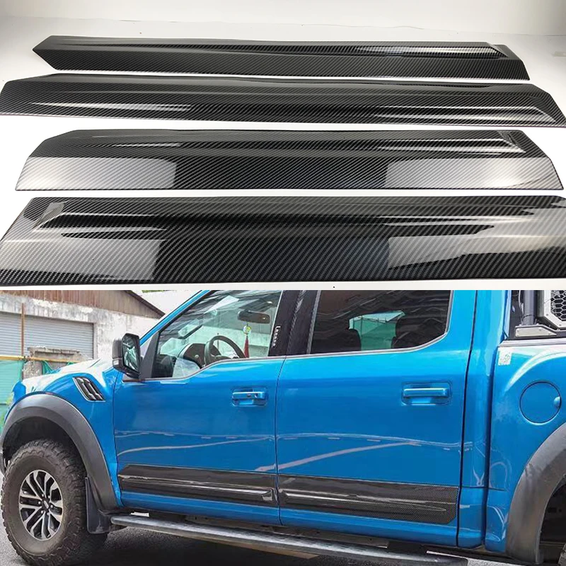 

Carbon fiber Front+Rear ABS Car Door Protection Body Side Moldings Trim For Ford F-150 F150 2015-2020 panel Car Styling