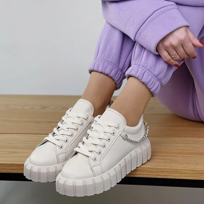 

Big Size Women Shoes Flats Oxford Female 2022 Spring Autumn Metal White Platform Loafers Ladies Casual Canvas Shoes Sneakers