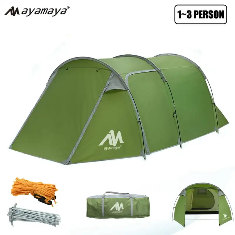 

Tents for 3 Person, Waterproof Motorcycle Tent 2 Room Design - Detachable Bedroom & Vestibule with Footprint, Easy Setup Tunnel