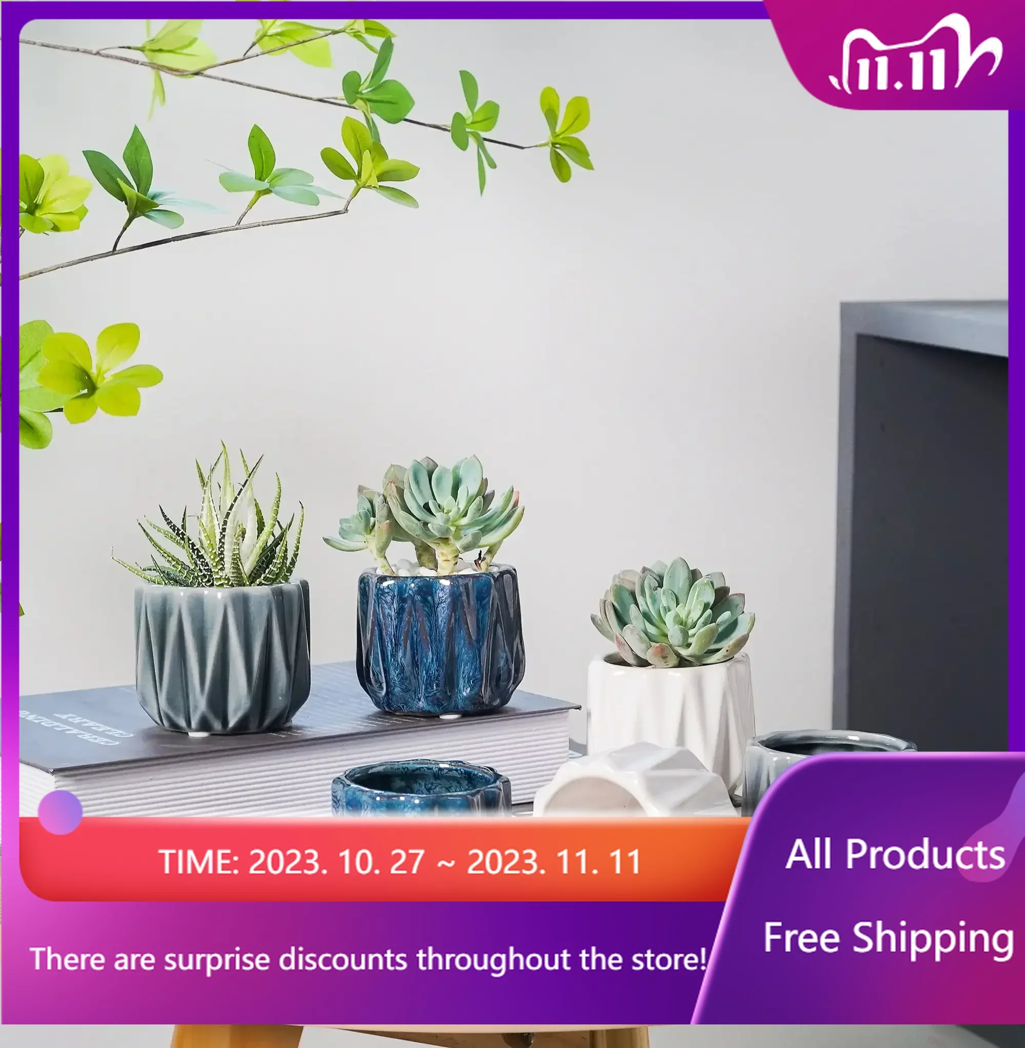 

Free Shipping Pottery 6 Pcs 3" Devi Pot-Assorted Color pots for plants orchid pot planter