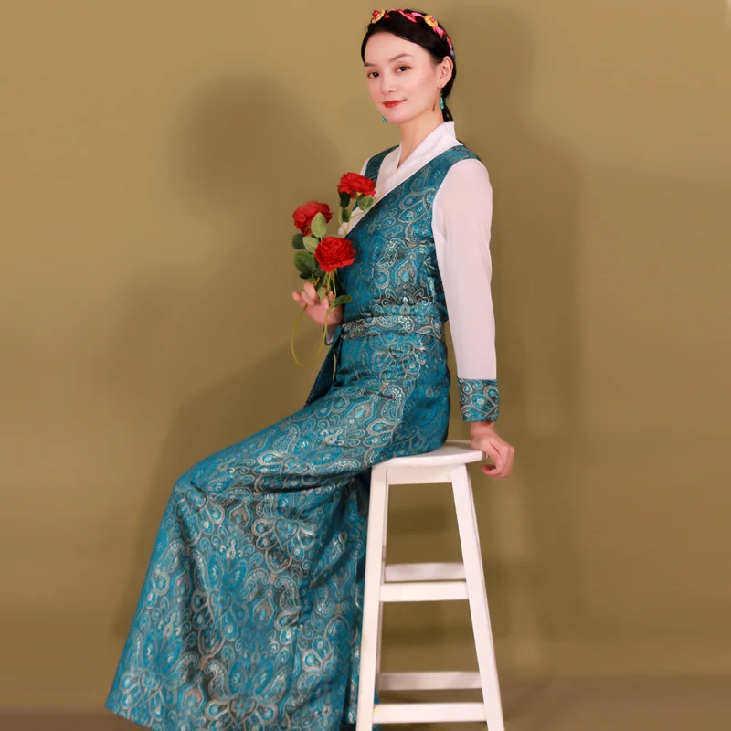 Женская монгольская Тибетский Стиль халат традиционная этническая одежда