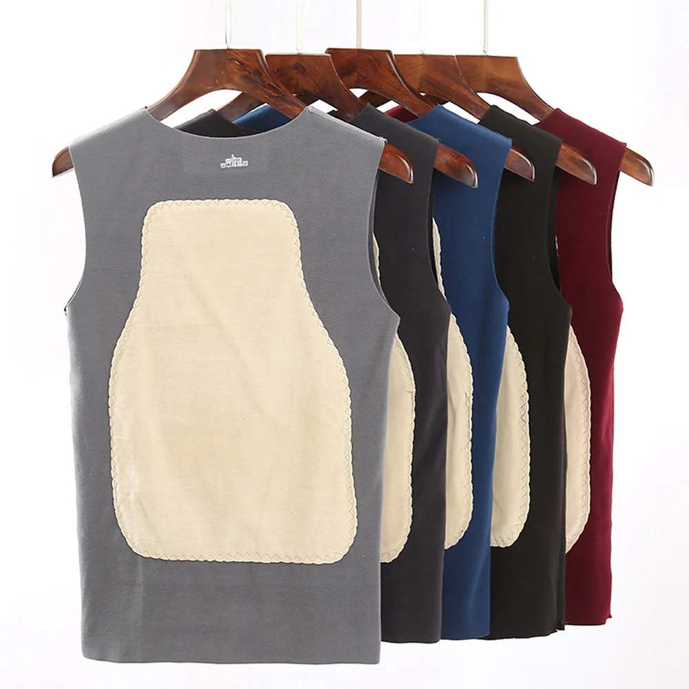

Men's Warm Vest For Winter V-neck Undershirts Motion Tank Top Outerwear Sweatshirt Elastic Male Underwear Thickened Patch Tops