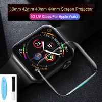 uv liquid glue tempered glass for apple watch series 3 4 5 6 se 7 protective film iwatch 38 42 40 44 41 45 mm screen protector
