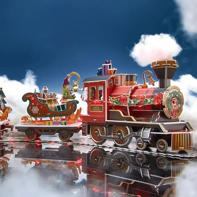 DIY Рождественский поезд наборы деревянных моделей 3D деревянные пазлы на заказ