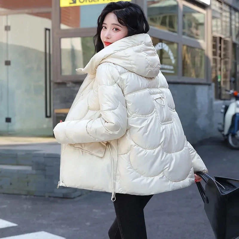 

2022 New Winter Jacket Parkas Women Coat Fur Collar Hooded Overcoat Female Jacket Parka Thick Warm Cotton Padded Outwear