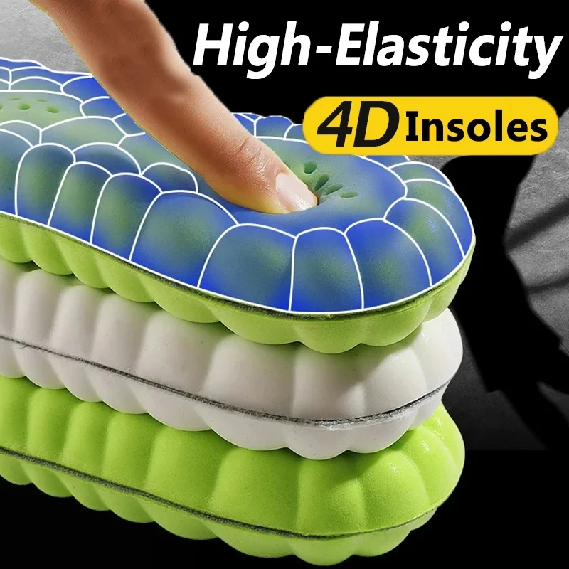 4D Latex Sport Insoles Soft High Elasticity Shoe Pads Orthotic Breathable Deodorant Shock Absorption Cushion Arch Support Insole
