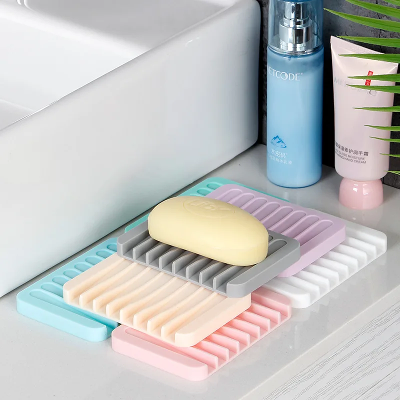 

Anti-skidding Home Improvement Silicone Flexible Bathroom Fixtures Bathroom Hardware Tray Soapbox Soap Dishes Plate Holder