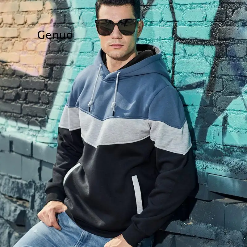 

Свитшот мужской с капюшоном, Флисовая теплая толстовка, Повседневная Уличная одежда свободного покроя, модная верхняя одежда, в стиле пэчво...