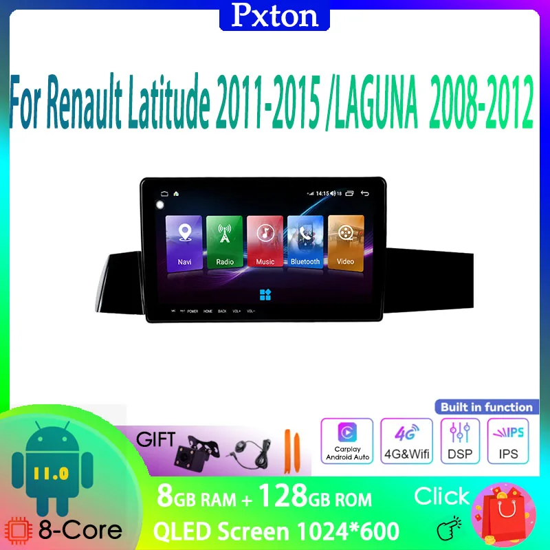 

Pxton Tesla Screen Android Car Radio Stereo Multimedia Player For For Renault Latitude 2011-2015 Carplay Auto 8G+128G 4G WIFI