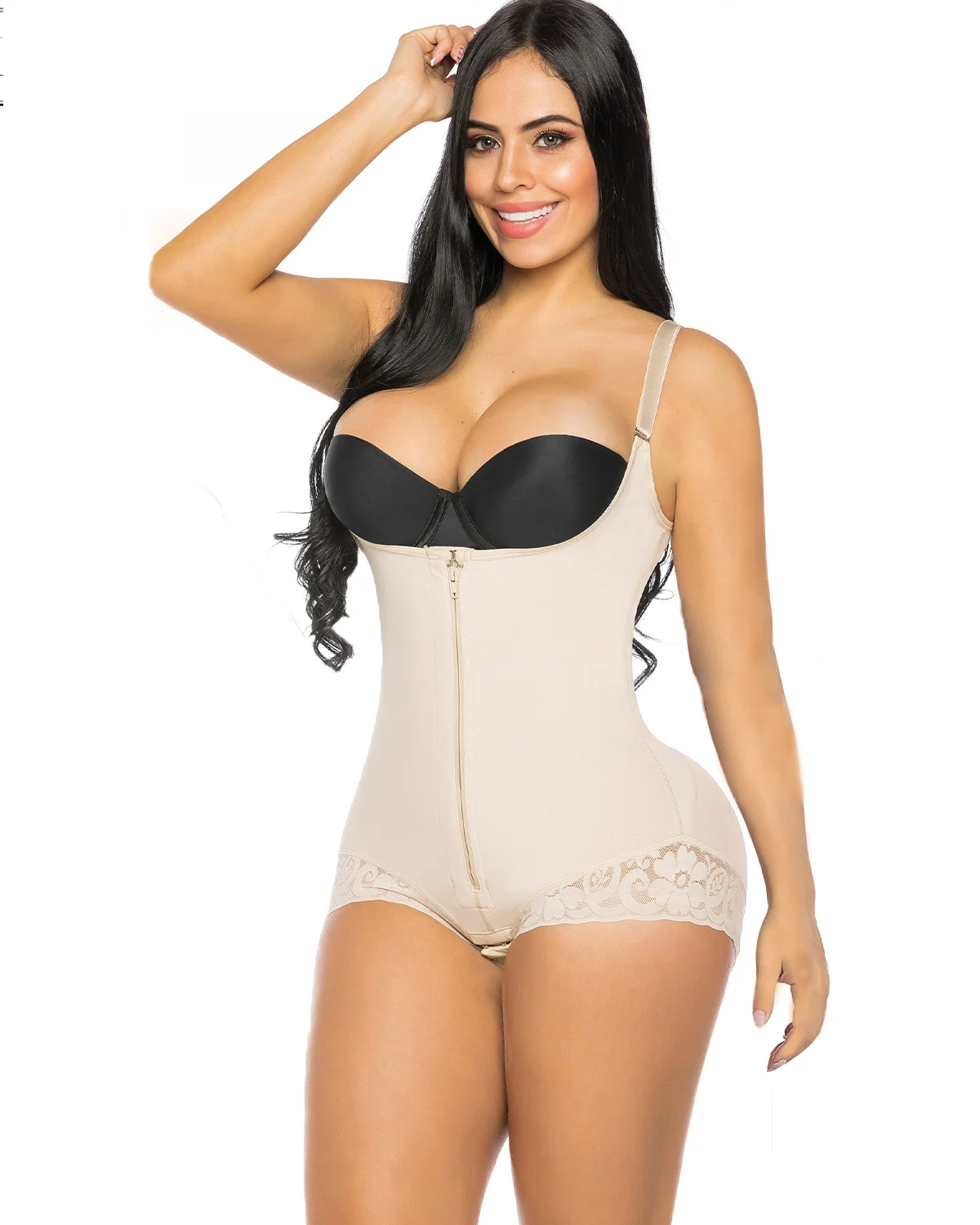 Women's Shapewear Open Sleeveless Zipper Tights after Surgery Shaping Adjustable Shoulder Strap Breasted Design Fajas