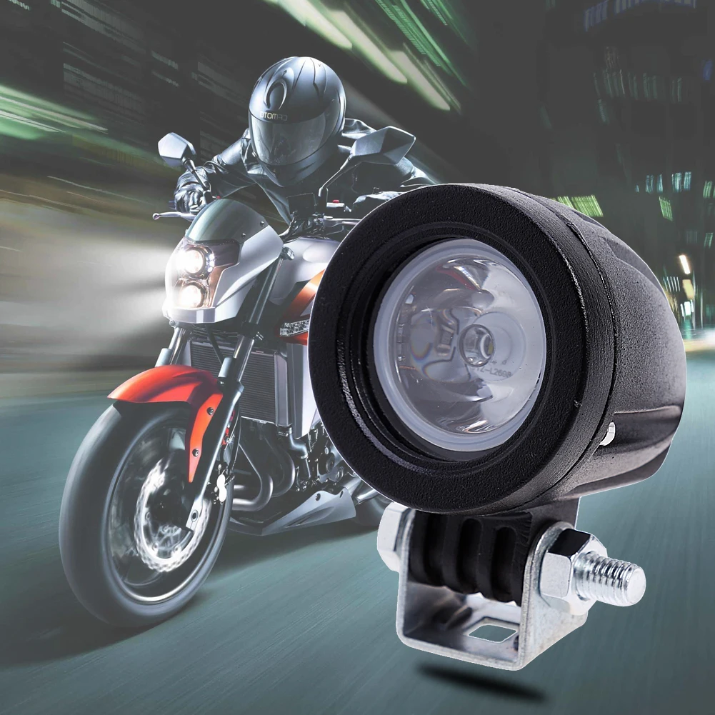 

General Motorcycle Spotlight Battery Car 10W LED Headlight CREE Lamp Bead Work Light Fog Light Universal 12V For Bicycle Car