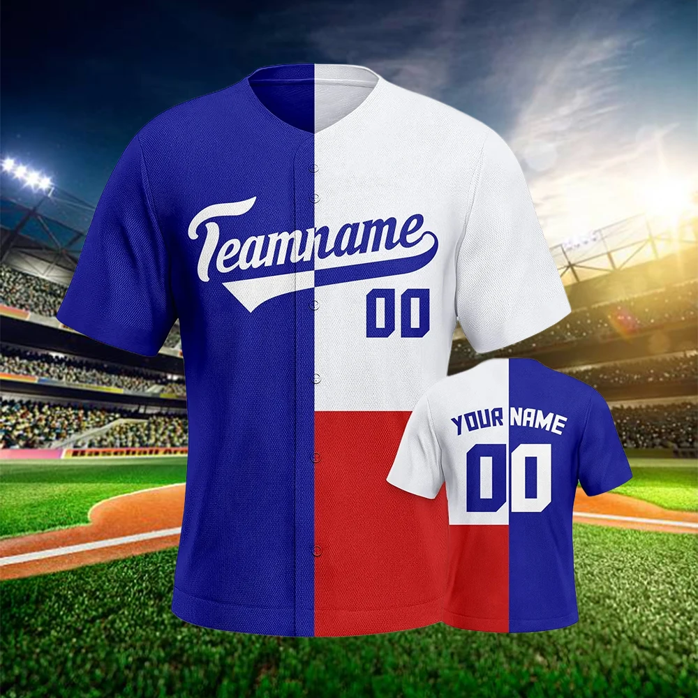 Синий белый красный бейсбольный трикотаж на заказ спортивные подарки для