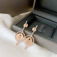 high end customized exquisite gifts 925 sterling silver material 14k rose gold plated womens earrings move series