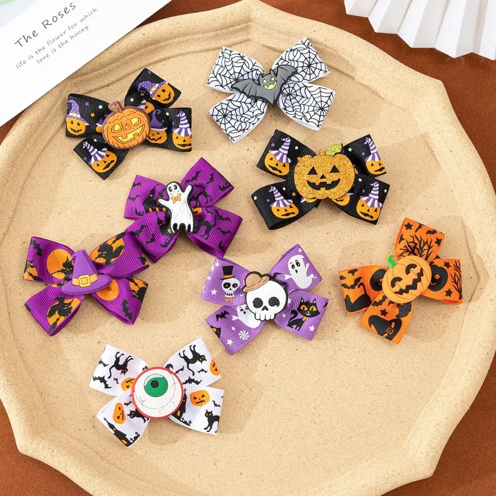 Заколка для волос в виде призрака с бантом на Хэллоуин модная шпилька глазным