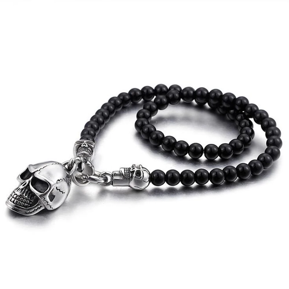 

Punk Rock Stainless Steel Skull Men's Necklaces & Pendants Hiphop 47/60/75CM Black Non-Mainstream Necklace Jewelry For Men Women