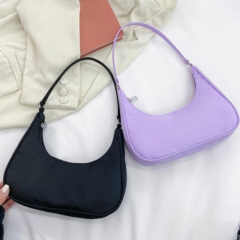 

Цветная диагональная 2022 Женская легкая нейлоновая сумка на одно плечо для подмышек, сумка-мессенджер, трендовая сумка, однотонная Новинка