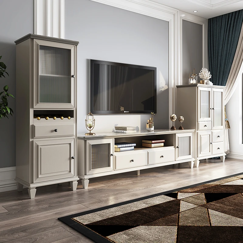 

XK American Solid Wood TV Cabinet Coffee Table Combination Modern Simple Small Apartment Living Room