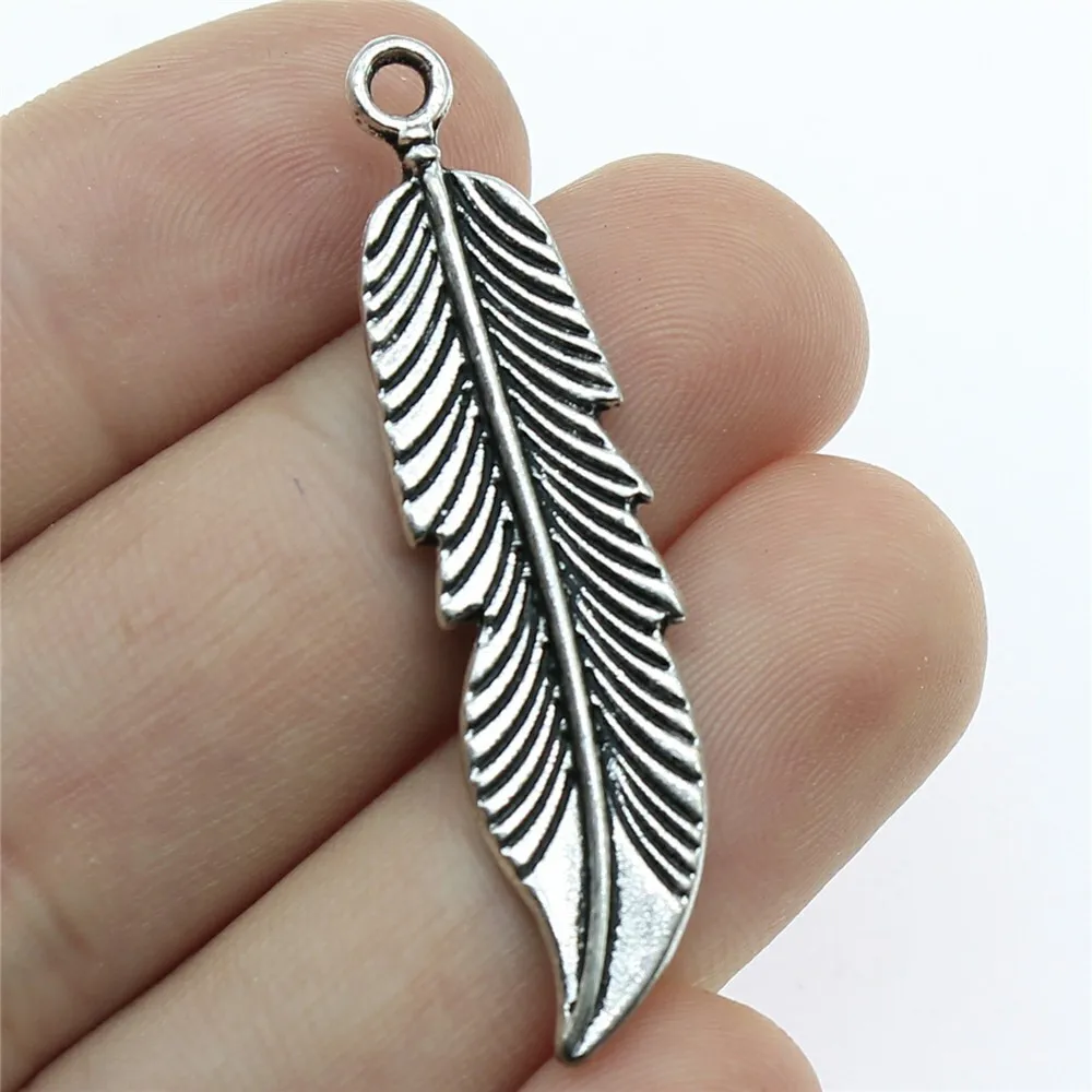 

10pcs 45mm Antique Silver Color Feather Charms For Earring Making For Jewelry Making B10206
