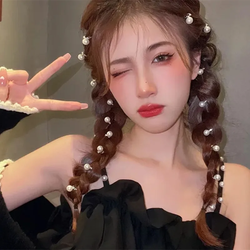 XIKH игривая Милая жемчужная Пряжка для волос вязаные мини аксессуары женские