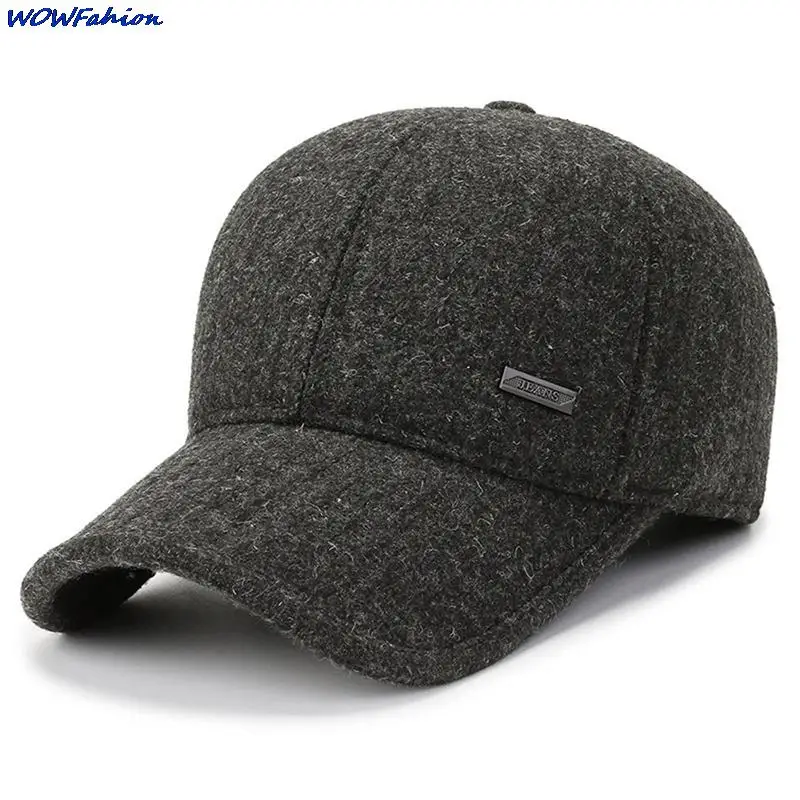 

Winter Men Woolen Ears Protected Baseball Cap Women Patchwork Thicker Snapback Sunhat Outdoor Hip Hop Baseball Hats