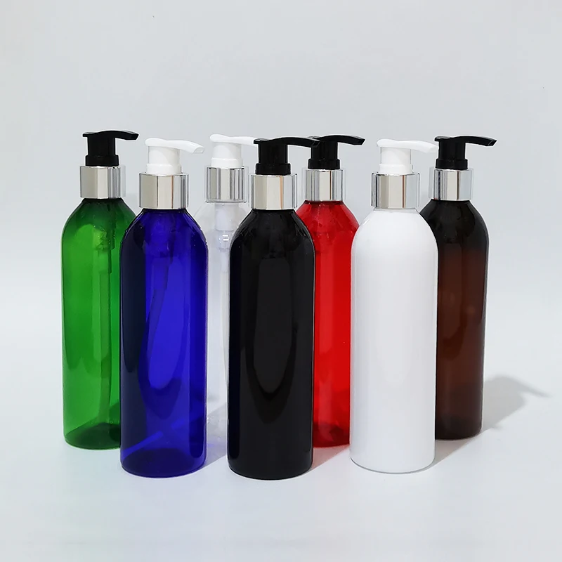 30pcs 250ml Transparent Black Plastic Lotion Pump Bottle For Cosmetics Packaging,PET Shampoo Lotion Container Anti leakage
