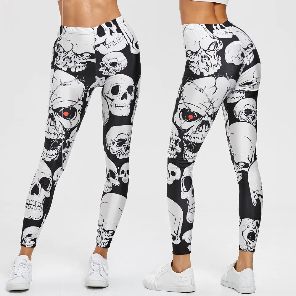 

Punk Style Skull Leggings Women Printed Leggings High Waist Sports Skinny Workout Fitness Leggings Pants Leggings Fashion