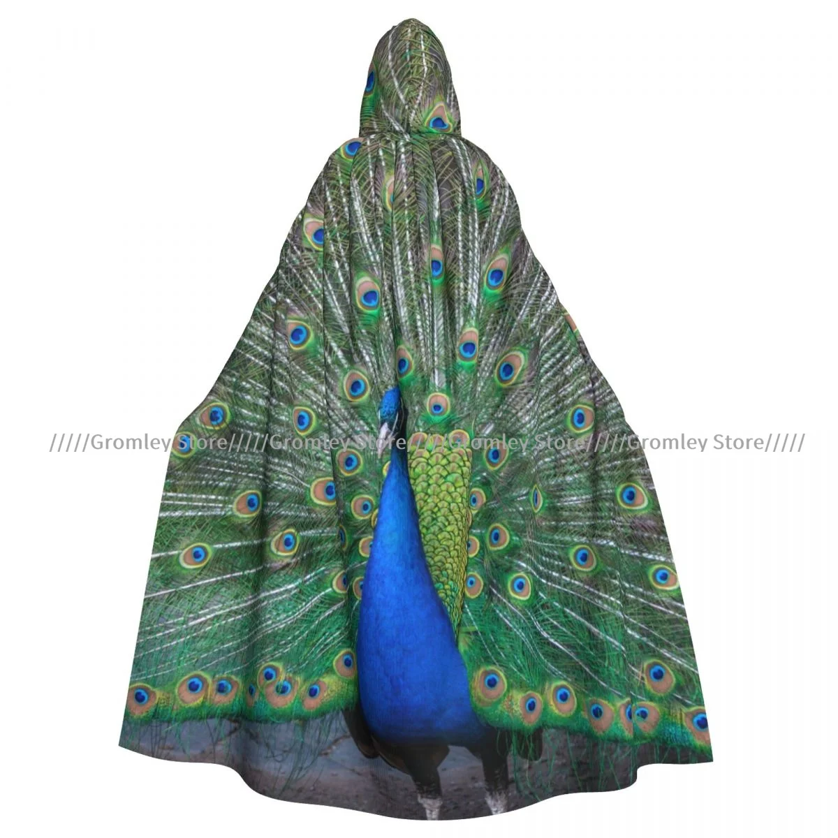 Длинный халат с капюшоном Witch павлин перьями плащ на Хэллоуин косплей-костюмы для