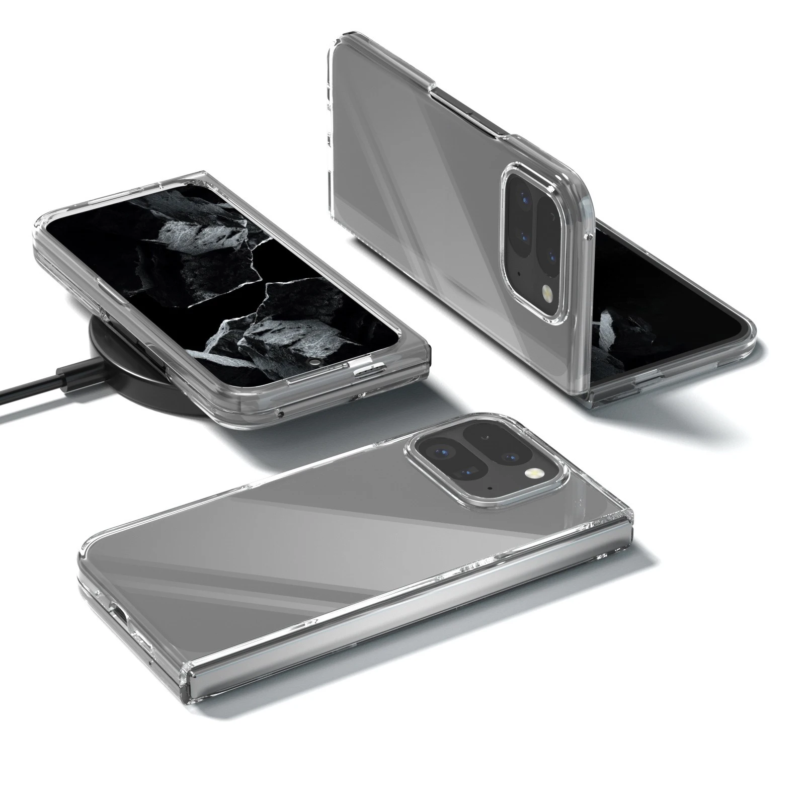 Прозрачная задняя крышка для Google Pixel 9 Pro складная жесткая рамка ПК Обложка