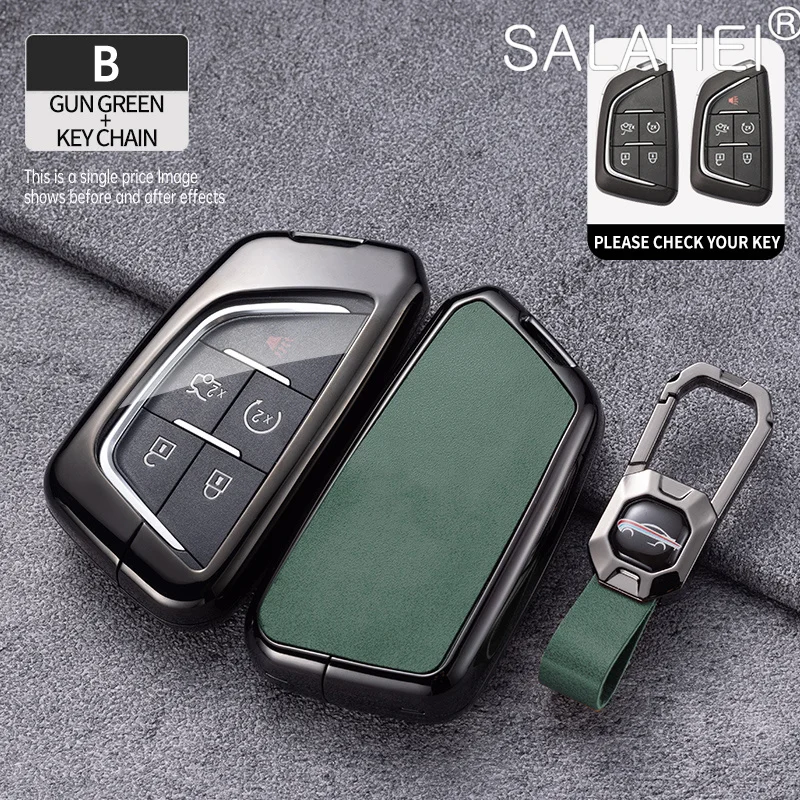 

Leather Car Key Cover Case Protector Shell For Cadillac Escalade CTS XTS ATS ATS-L XLS SRX 2015 28T CTS-V XT5 CT6 Accessories