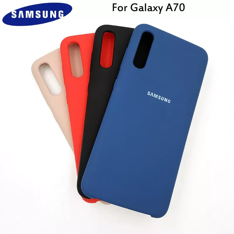 

A70 Case Original Samsung Liquid Silicone Case Soft-Touch Protective Cover For Galaxy A 70 Phone Shell With Logo&Buttons