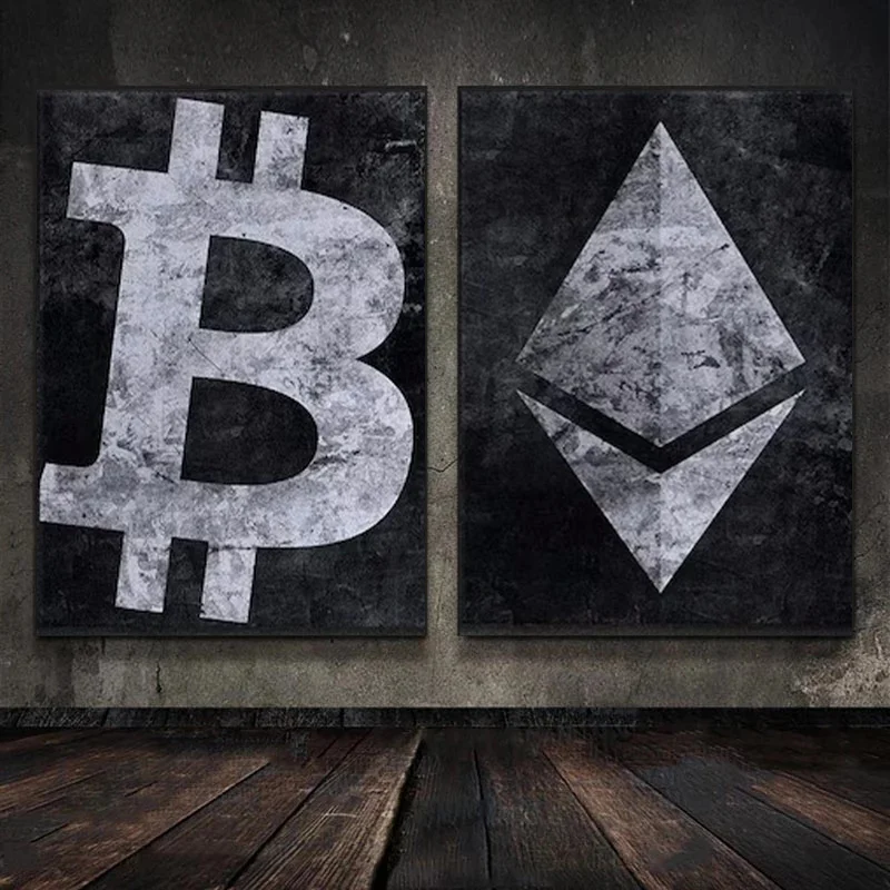 

Биткойн & эфириум бетонная Абстрактная Картина на холсте постеры и принты абстрактная Настенная картина для гостиной домашний декор