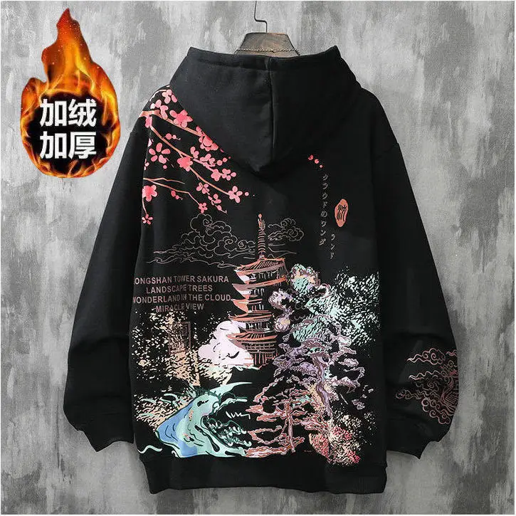 

Anime Hoodies Sweatshirts Chinese Style Men Black Hoodies Sweatshirts Harajuku Oversized Pullovers Sweatshirts For Women grunge