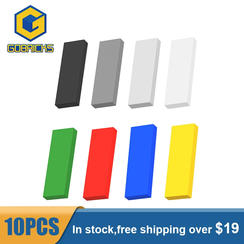 Фото Gobricks10Pcs кубики MOC Parts Tile 1x3 совместимый с 63864 строительными блоками техническая сборка детских игрушек подарок №1