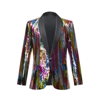 sequins men suitsblazer one piece luxury colorful rainbow casual business trendy male suit jacket in stock free shipping
