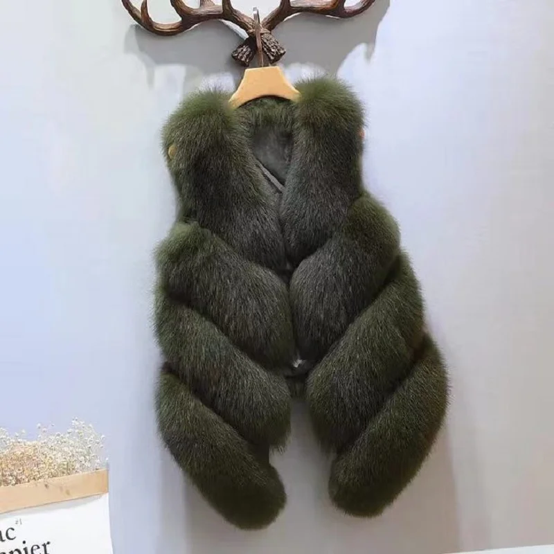 Women Winter Fake Fur Coat Jacket 2023 Fashion Sleeveless Solid Outerwear Female Faux Fur Gilet Furry O-Neck Clothing Jackets